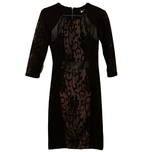 EUC black dress, Sz small, vegan leather, Leather” & Lace. - Picture 2 of 16